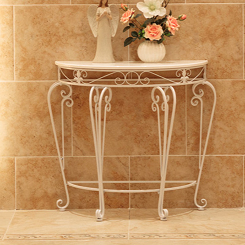 Tavolo da console 1-fuorie in legno Mezza luna Tabella 1 con le zampe di ferro