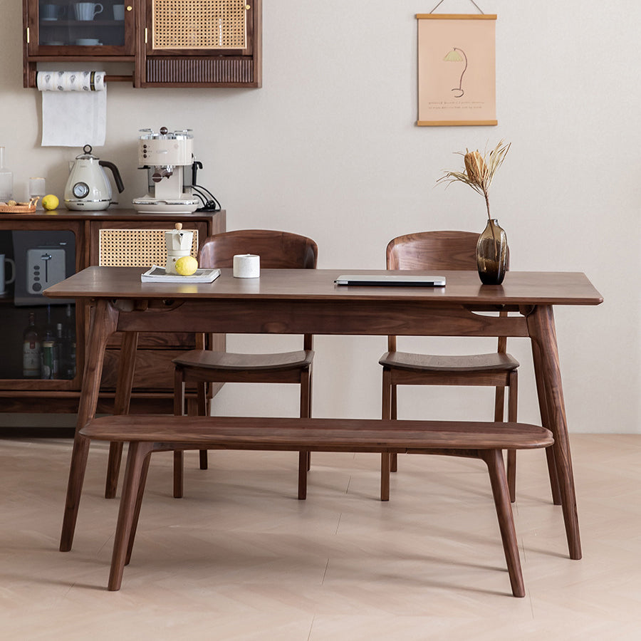 Contemporary Walnut Rectangle Dining Table Dining Room Kitchen Table