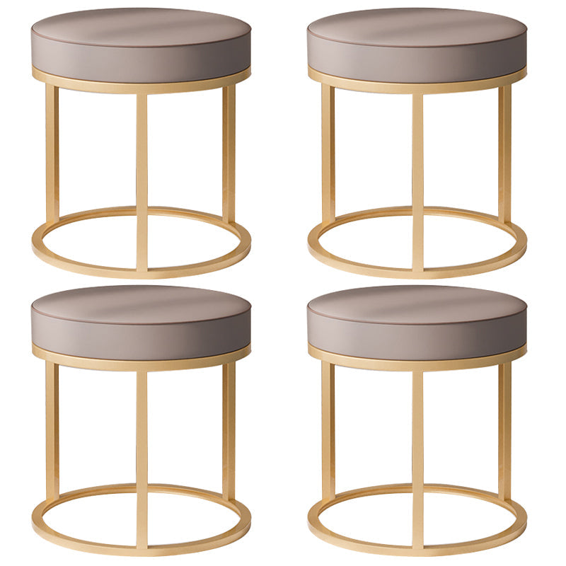 Solid Color Flannel Standard Stool Modern Simple Round Footstool Brown 4 Piece Set Clearhalo 'furn' 'furn_ottomans_poufs' 'Furniture' 'Living Room Furniture' 'Ottomans & Poufs' 'ottomans_poufs' 6860803