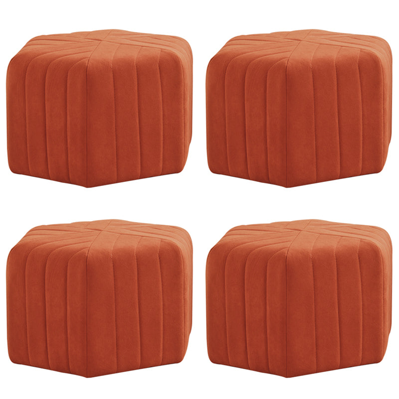 Solid Color Plush Footstool Modern Simple Hexagon Padded Foot Stool Orange 4 Piece Set Clearhalo 'furn' 'furn_ottomans_poufs' 'Furniture' 'Living Room Furniture' 'Ottomans & Poufs' 'ottomans_poufs' 6860876