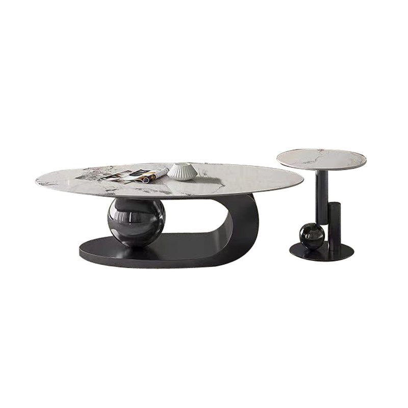 No Distressing Slate Coffee Table Pedestal Oval Single Coffee Table