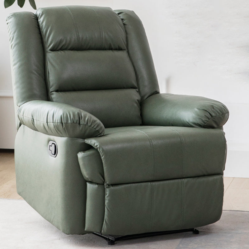 Recliner with Lumbar Metal Frame Standard Recliner Chair with Footrest Faux Leather Dark Green Clearhalo 'Chairs & Seating' 'furn' 'furn_recliners' 'Furniture' 'Living Room Furniture' 'Recliners' 6862335