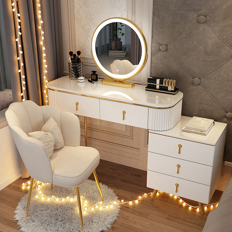 Mirrored Vanity Table and Stool Set Engineered Wood Vanity Desk