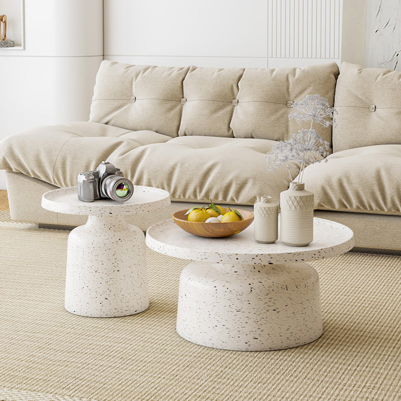 モダンラウンドトレイトップカクテルテーブルスチールペデスタルコーヒーテーブル