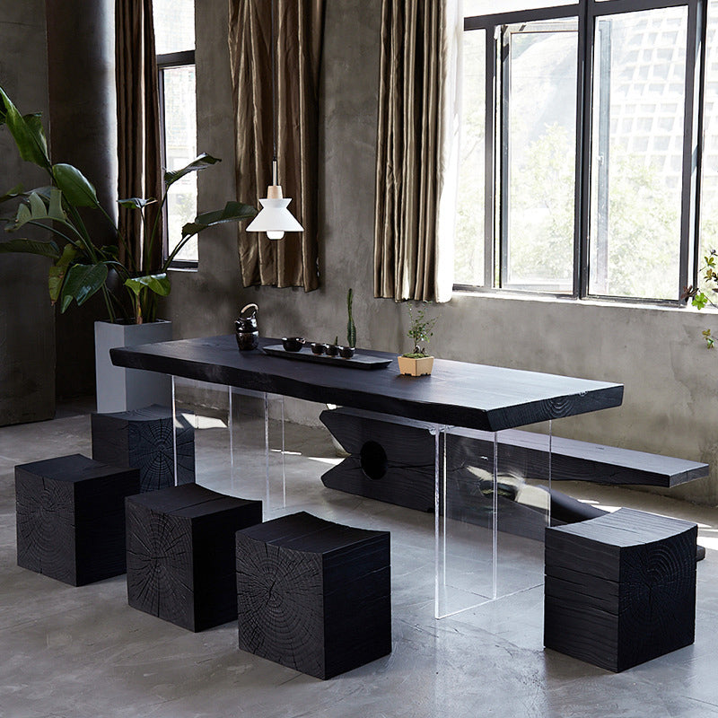 Moderno 1/7 pezzi set da pranzo tavolo da pranzo in legno di pino rettangolo per cucina