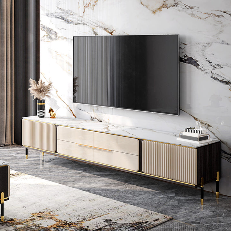 Modern Stand Console Enclosed Storage TV Media Console with Drawers 94"L x 16"W x 19"H Clearhalo 'furn' 'furn_tv_stands_entertainment_centers' 'Furniture' 'Living Room Furniture' 'TV Stands & Entertainment Centers' 'TV Stands & Media Storage Furniture' 'tv_stands_entertainment_centers' 6865363