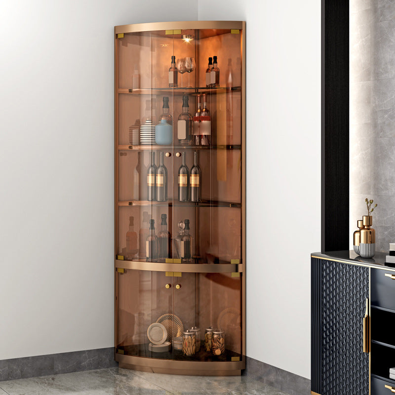 Porte di vetro contemporanea Curio Armadietto Armadietto di stoccaggio in metallo con illuminazione