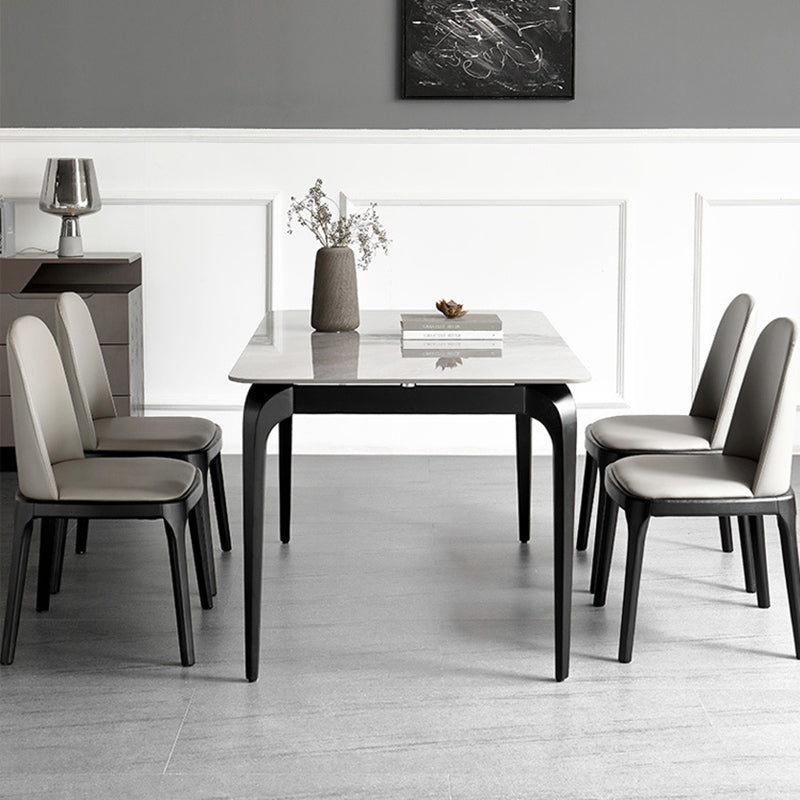 Modern 1/5 Pieces Dining Set Rectangle Stone Dining Table for Kitchen 5 Pieces: Table, 4 Chairs Clearhalo 'Dining Room Sets' 'Dining Tables & Seating' 'dining_room_set' 'furn' 'furn_dining_room_set' 'Furniture' 'Kitchen & Dining Furniture' 6868168
