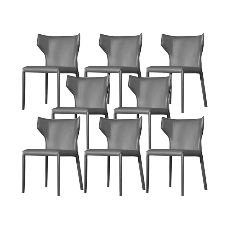Faux Leather Dining Chairs Modern Style Wingback Armless Chair