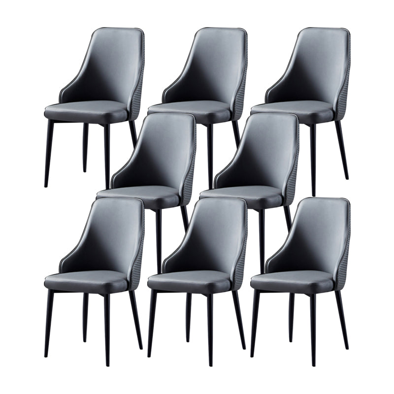 Contemporary Kitchen Dining Side Chair Leather Chair in Black Legs