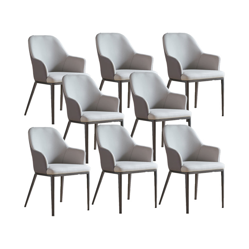 Contemporary Upholstered Arm Chair Home Faux Leather Dining Chair