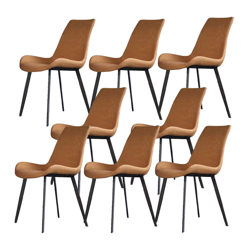 Sillas de comedor de cuero falso silla lateral moderna con piernas negras
