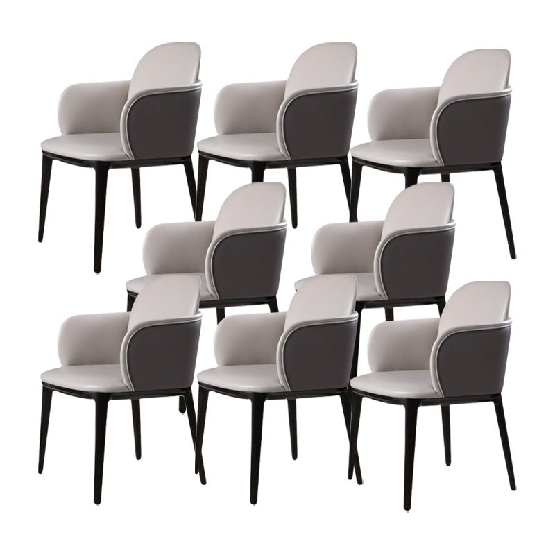 Sillas de comedor de cuero de falso silla de brazo de estilo industrial con pierna negra