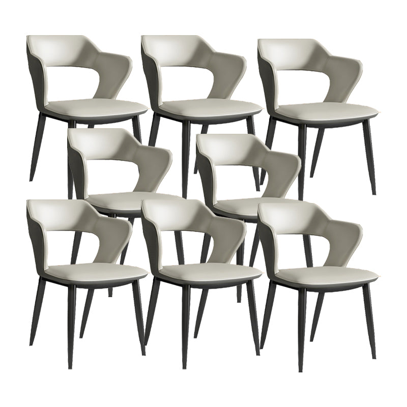 Sedie da pranzo in pelle finta sedia a braccio posteriore industriale con gambe nere