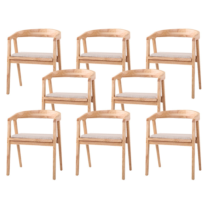 Contemporary Upholstered Arm Chair Home Rubberwood Dining Chair Natural 8 Piece Set Clearhalo 'Dining Chairs' 'Dining Tables & Seating' 'dining_chair' 'furn' 'furn_dining_chair' 'Furniture' 'Kitchen & Dining Furniture' 6869557