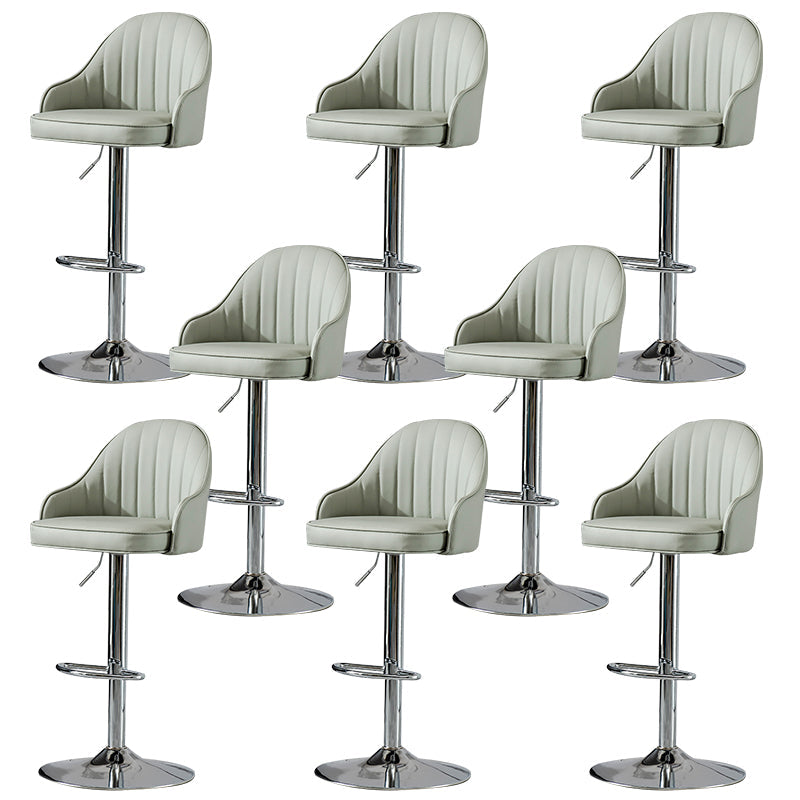 Industrial Liftable Bar Stool PU Leather Counter Bar Stool with Metal Legs for Home Light Gray Silver 8 Piece Set Clearhalo 'Bar Furniture' 'Bar Stools' 'bar_stools' 'furn' 'furn_bar_stools' 'Furniture' 'Kitchen & Dining Furniture' 6869754