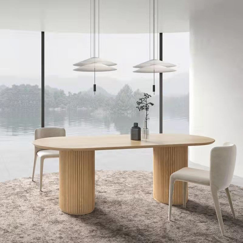 Tavolo da laptop a forma di ovale Distanza di scrittura in legno in naturale