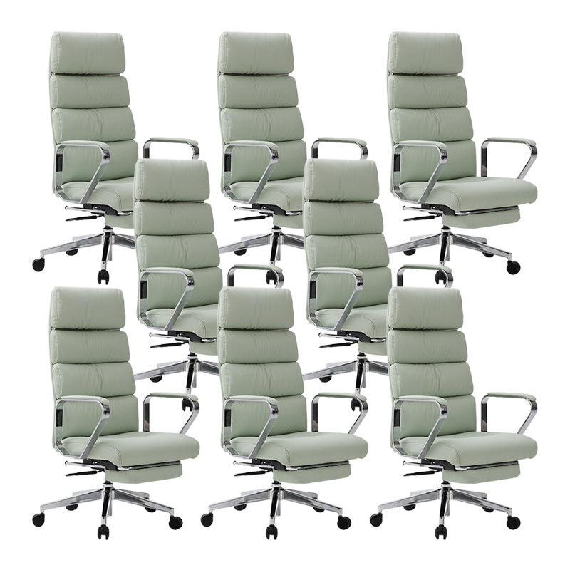 Silla de escritorio de brazos fijos de cuero moderno de cuero ajustable altura de altura giratoria con ruedas