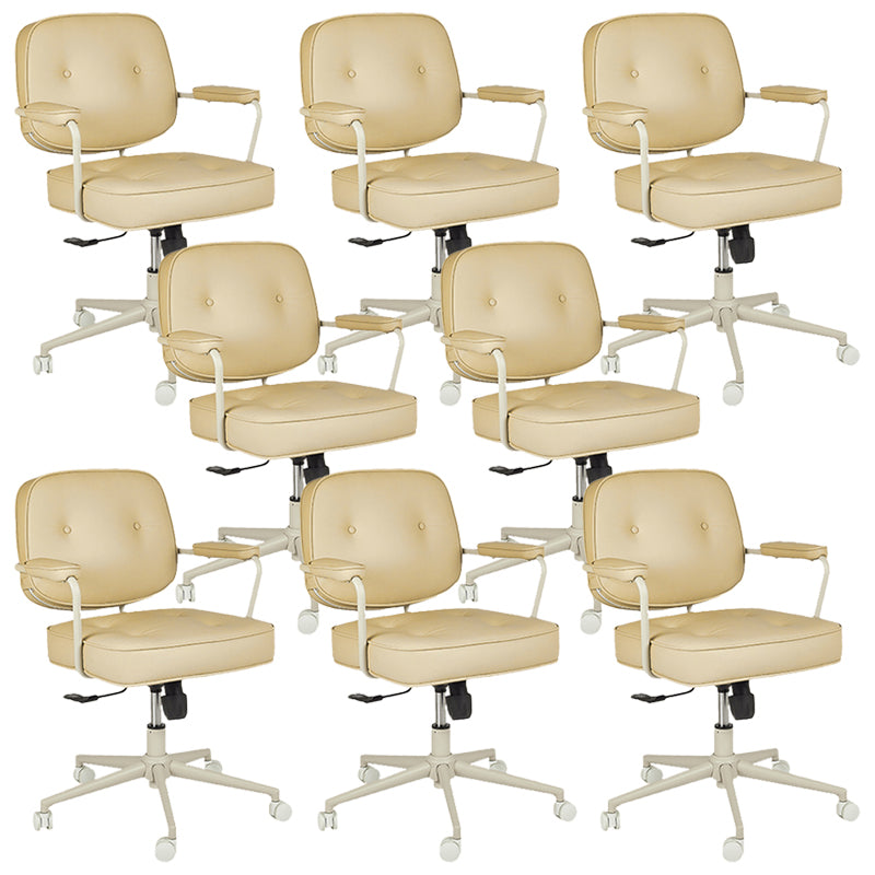 Padded Arms Desk Chair Modern No Distressing Leather Ergonomic Chair with Wheels Yellow 8 Piece Set Gray Clearhalo 'furn' 'furn_office_chair' 'Furniture' 'Office Chairs' 'Office Furniture' 'office_chair' 6876295
