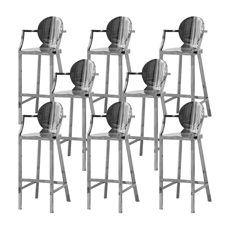 Industrial Style Counter Stool Silver Metal Bar Stool for Living Room