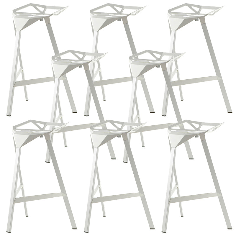 Industrial Style Metal Barstool Low Back Counter Bar Stool for Kitchen White 8 Piece Set Clearhalo 'Bar Furniture' 'Bar Stools' 'bar_stools' 'furn' 'furn_bar_stools' 'Furniture' 'Kitchen & Dining Furniture' 6877895