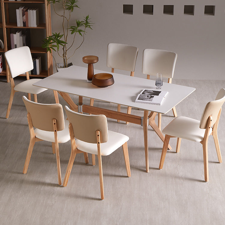 Set di dinette bianca con cornice in legno 1/2/5/7 PC set da pranzo in pietra moderno