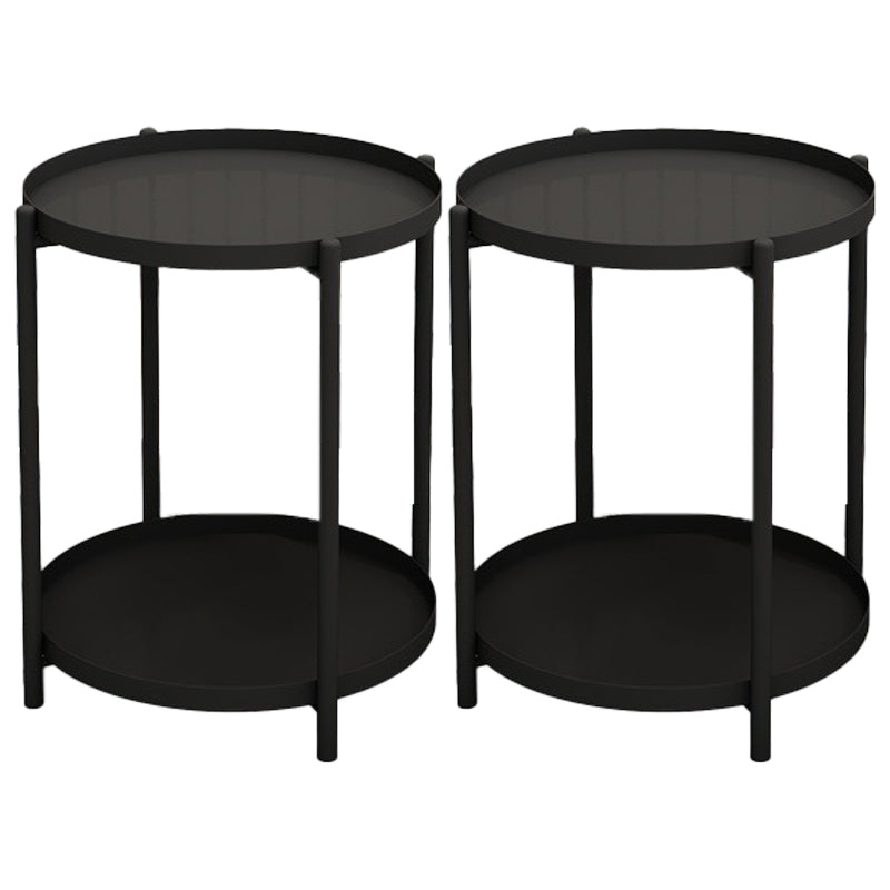 Modern Accent Table Nightstand Metal Antique Finish Night Table Black 2 Piece Set Clearhalo 'Bedroom Furniture' 'furn' 'furn_night_stand' 'Furniture' 'night_stand' 'Nightstands' 6882167