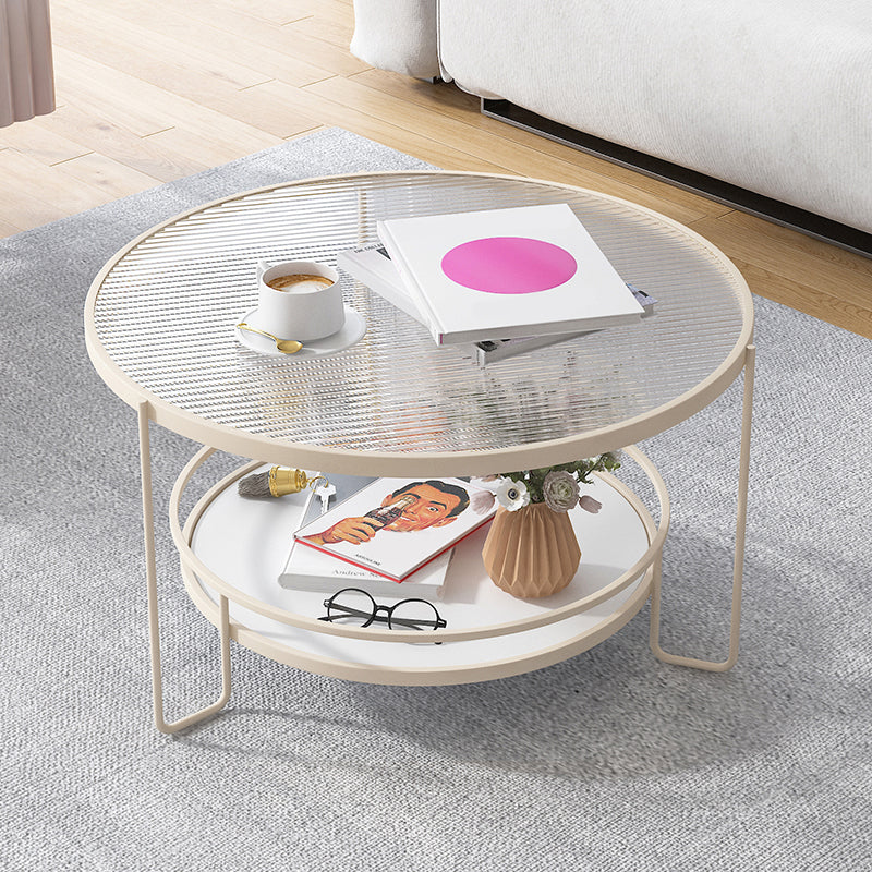 Tavolino moderno a tavolino singolo in vetro con scaffale