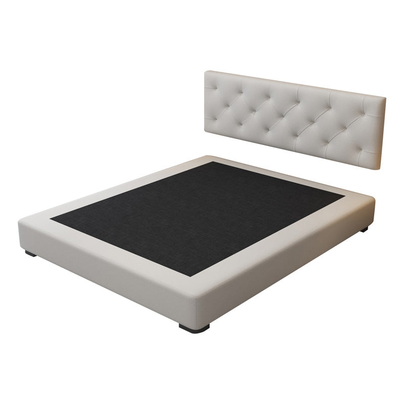 Contemporary Low Mattress Included Bed Frame Grey Upholstered Tufted Bed with 3 Drawers