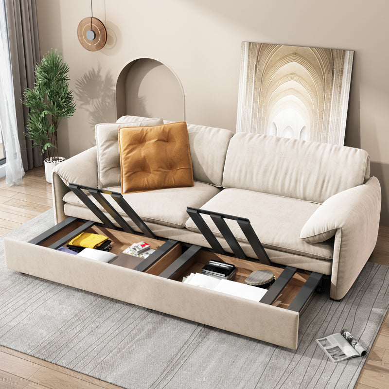 Glam Styled Fiber Sleeper Sofa Upholstered Pillow Top Arms Sofa Bed Storage Included Clearhalo 'furn' 'furn_futons' 'Furniture' 'Futons & Daybeds' 'Futons' 'Living Room Furniture' 6883499