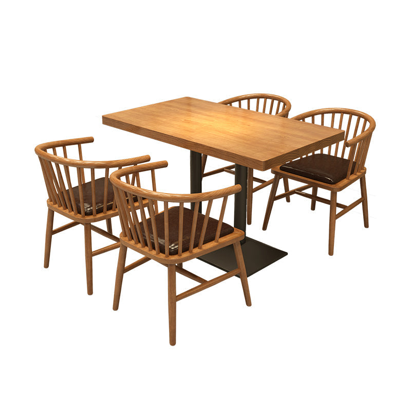 Set di tavoli da pranzo industriale in legno massiccio 1/2/3/5 PC Dinette marrone chiaro