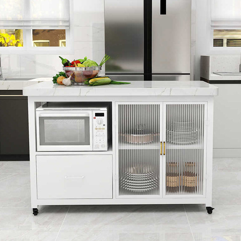 Tavolo da pranzo dell'isola da cucina Tavolo di preparazione moderna con armadio