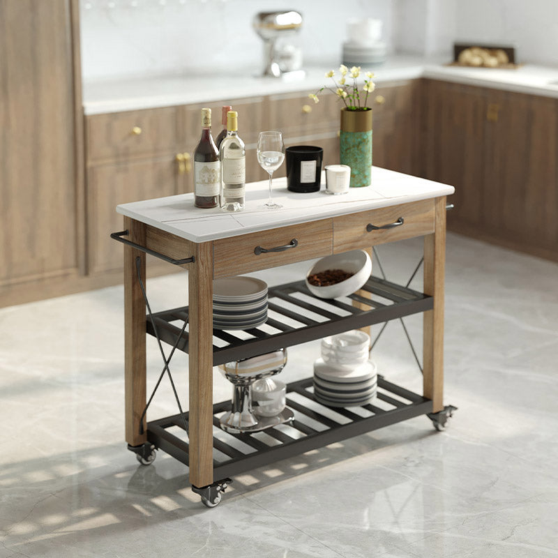 Modern Open Storage Kitchen Trolley Rolling Prep Table with Drawer White Clearhalo 'furn' 'furn_kitchen_islands_carts' 'Furniture' 'Kitchen & Dining Furniture' 'Kitchen Islands & Carts' 'kitchen_islands_carts' 6886697
