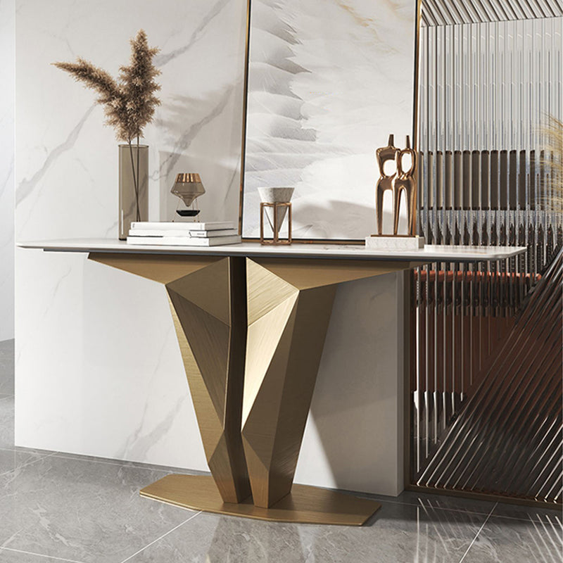 Mesa de consola de piedra mesa de acento rectangular moderno, 33.46 "de alto