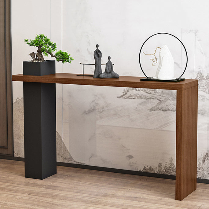 Solid Wood Rectangle Console Table 33.46-inch Tall Accent Table for Hall 63"L x 12"W x 33"H Walnut Clearhalo 'Console Tables' 'console_tables' 'Entry & Mudroom Furniture' 'furn' 'furn_console_tables' 'Furniture' 6890950