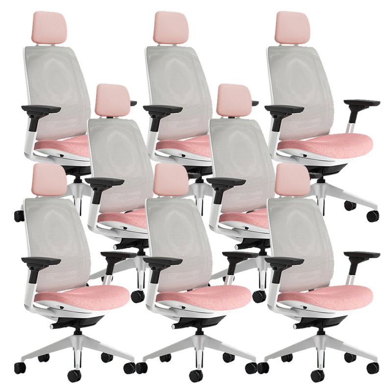 Removable Arms Desk Chair No Distressing Ergonomic Office Chair with Wheels Pink 8 Piece Set With Headrest Clearhalo 'furn' 'furn_office_chair' 'Furniture' 'Office Chairs' 'Office Furniture' 'office_chair' 6893834