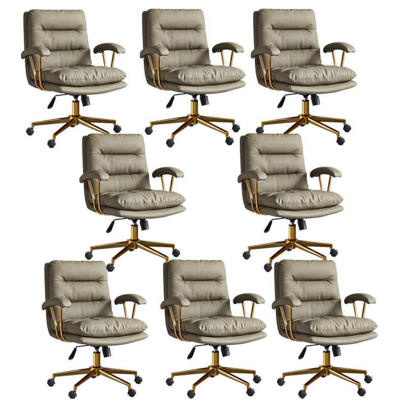 Adjustable Seat Height Office Chair Modern Mid-Back Arm Chair with Wheels Green 8 Piece Set Clearhalo 'furn' 'furn_office_chair' 'Furniture' 'Office Chairs' 'Office Furniture' 'office_chair' 6894170