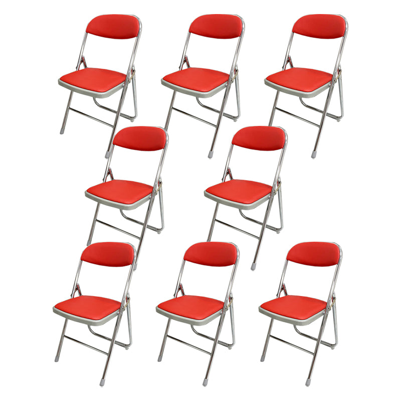 Modern Metal Office Chair Mid/Low Back No Wheels Desk Chair without Arm Red 8 Piece Set Clearhalo 'furn' 'furn_office_chair' 'Furniture' 'Office Chairs' 'Office Furniture' 'office_chair' 6894275