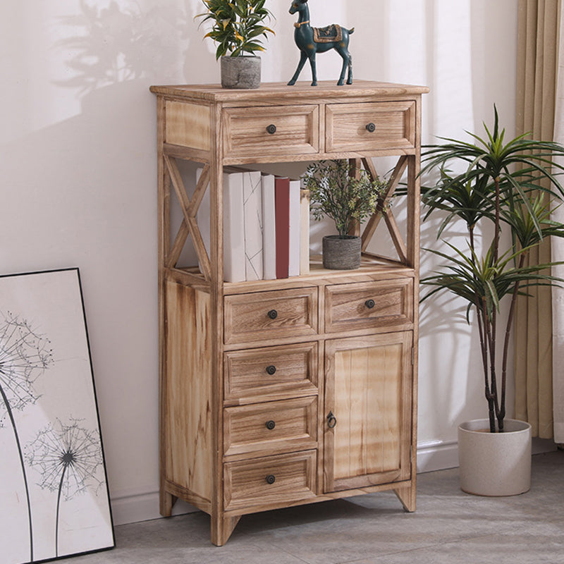 Commode combinée côtière commode de rangement en bois massif pour chambre à coucher