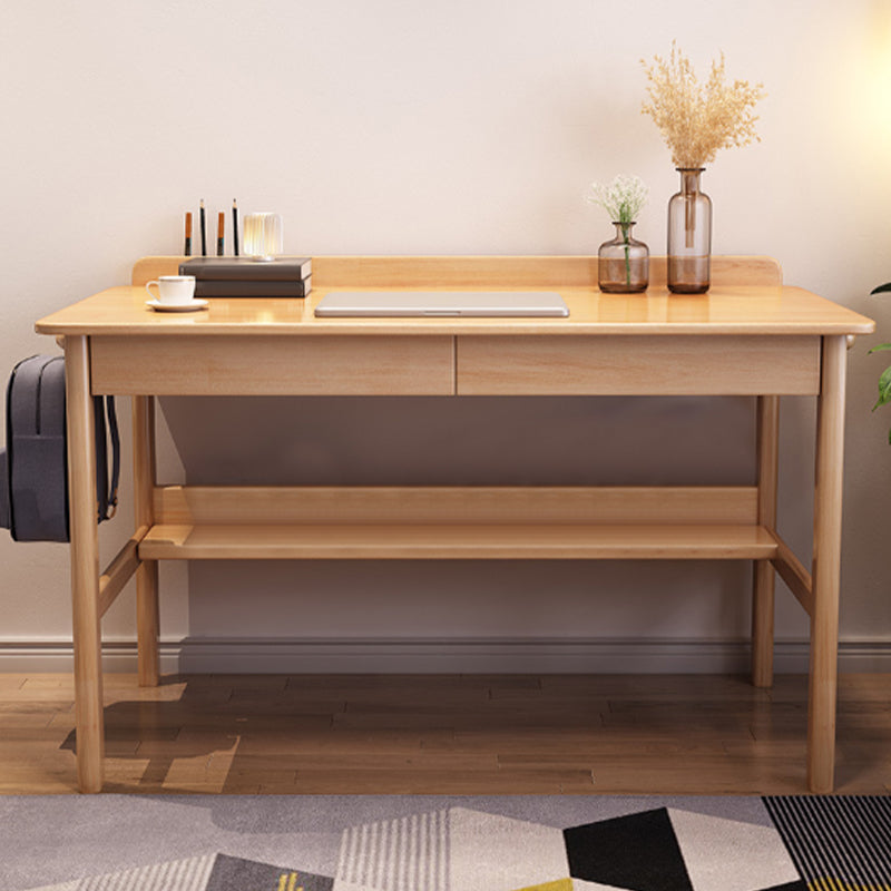 Modern Solid Wood Rectangle Office Desk 1-shelf 29.53-inch Tall Writing Desk 39.4"L x 23.6"W x 29.5"H Natural Clearhalo 'furn' 'furn_office_desk' 'Furniture' 'Office Desks' 'Office Furniture' 'office_desk' 6904899