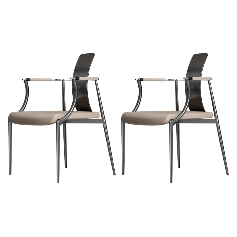 Glam Track Arms Armchair Basic Fixed Back Accent Armchair for Living Room Microfiber Leather 2 Piece Set Black Clearhalo 'Accent Chairs' 'accent_chairs' 'Chairs & Seating' 'furn' 'furn_accent_chairs' 'Furniture' 'Living Room Furniture' 6905297