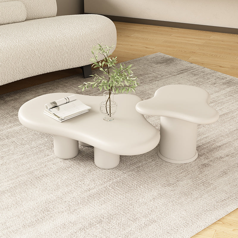 White Wood Coffee Table Free-Form Modern No Distressing Coffee Table