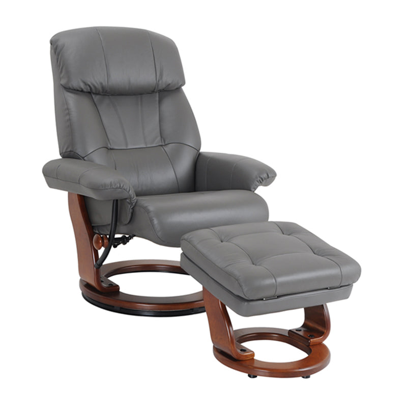 Modern Leather Standard Recliner Position Lock Recliner with Ottoman