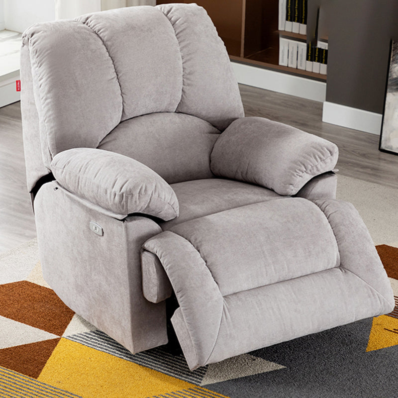 Contemporary Cotton Reclining Chair Solid Color Chair with Independent Foot Gray Clearhalo 'Chairs & Seating' 'furn' 'furn_recliners' 'Furniture' 'Living Room Furniture' 'Recliners' 6905531