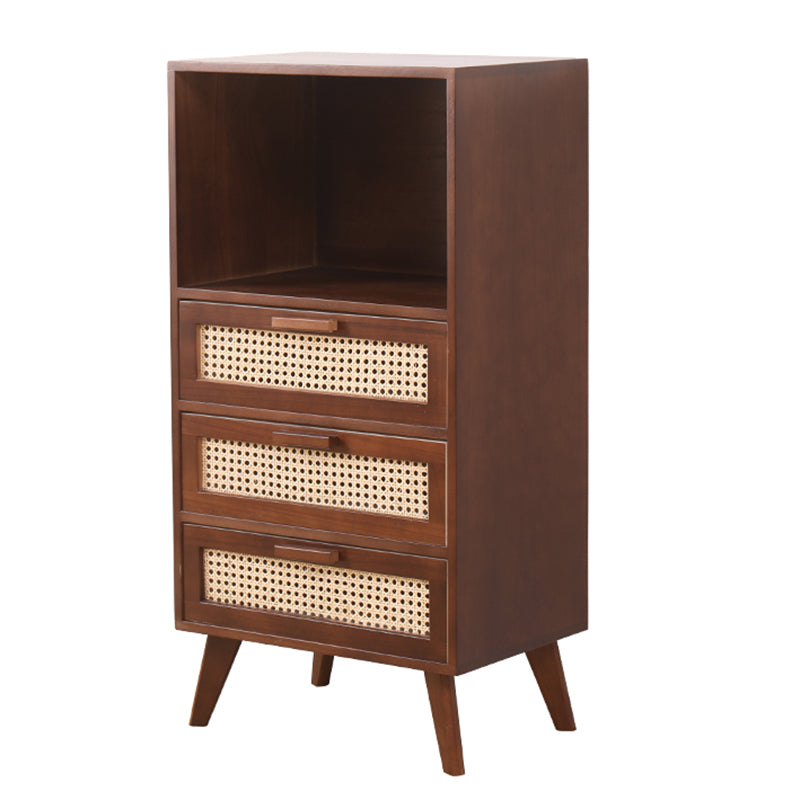 Wicker Rattan Accent Cabinet Bar Pulls Handle Design Storage Cabinet 20"L x 14"W x 39"H Walnut Clearhalo 'Cabinets & Chests' 'cabinets_chests' 'furn' 'furn_cabinets_chests' 'Furniture' 'Living Room Furniture' 6905693