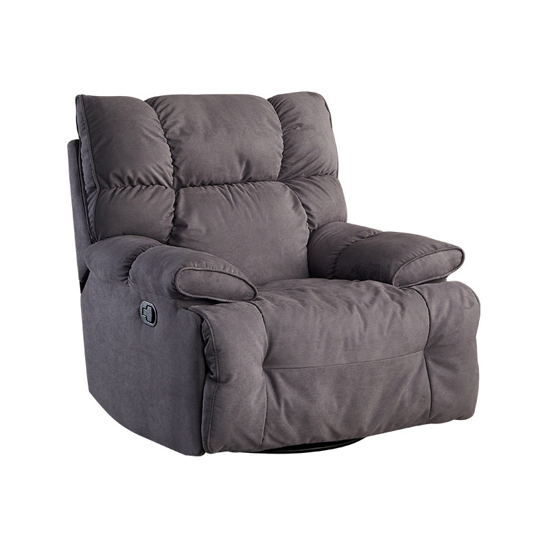 Traditional Fabric Reclining Chair Manual Rocking Recliner with Independent Foot Gray Swivel Rocker Clearhalo 'Chairs & Seating' 'furn' 'furn_recliners' 'Furniture' 'Living Room Furniture' 'Recliners' 6906042