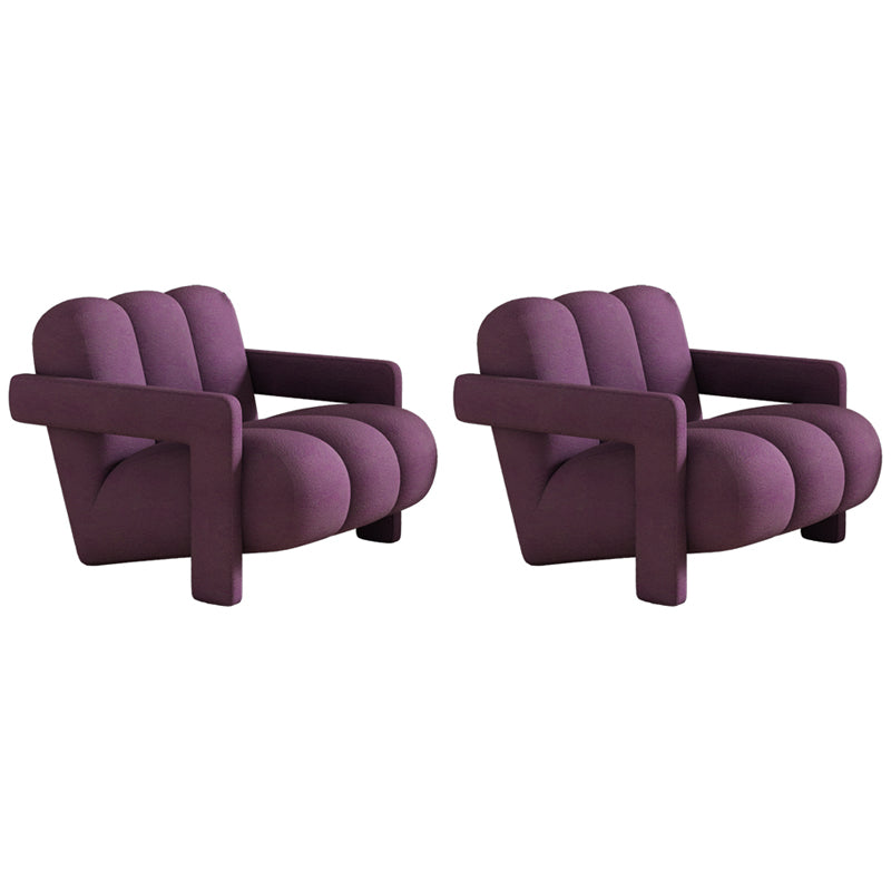 Scandinavian Arms Included Lounge Chair Solid Color Living Room Armchair Purple Wool Blend 2 Piece Set Clearhalo 'Accent Chairs' 'accent_chairs' 'Chairs & Seating' 'furn' 'furn_accent_chairs' 'Furniture' 'Living Room Furniture' 6907252