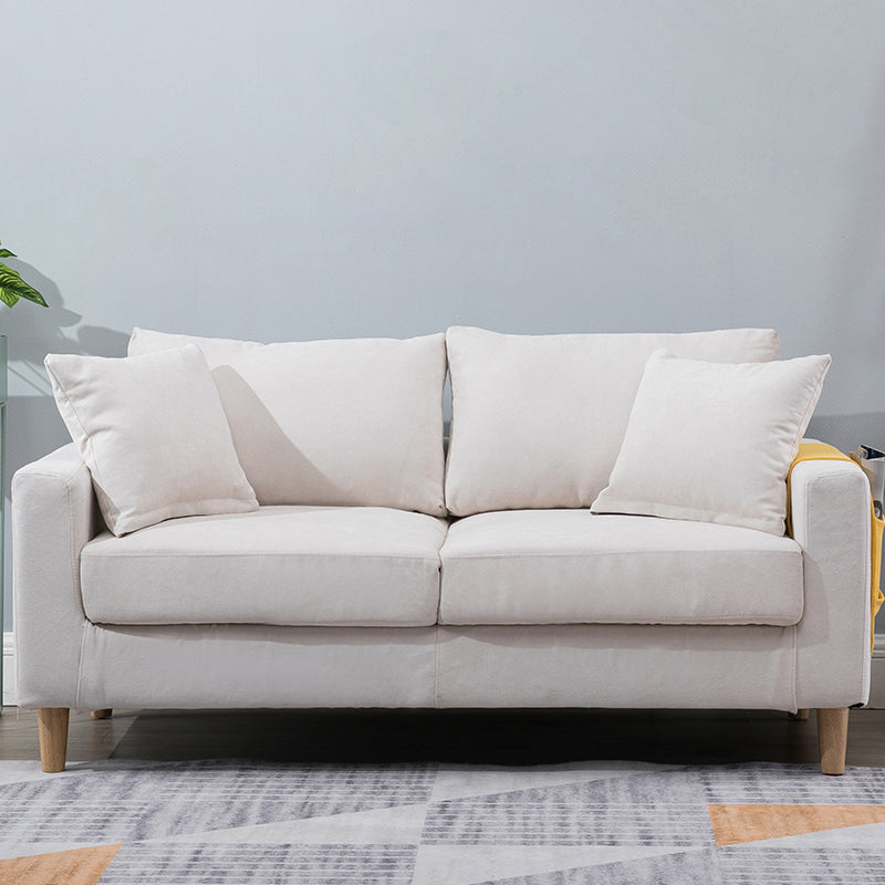 Scandinavian Sofa with 2 Pillows Square Arm Living Room Fabric Seating