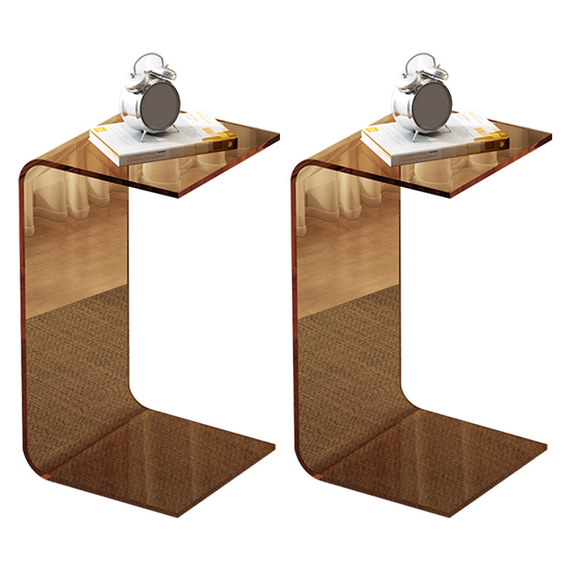 C-Shape Sofa Side Accent Table Plastic Contemporary Side Table Brown 2 Clearhalo 'Coffee & Accent Tables' 'End & Side Tables' 'end_side_tables' 'furn' 'furn_end_side_tables' 'Furniture' 'Living Room Furniture' 6907837