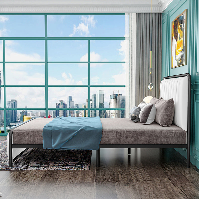 Metalen platformbed 43,3 "hoog standaardbed met gestoffeerd hoofdeinde